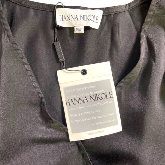 Hanna Nikole Plus Size 16W Flutter Sleeve Black Ruffle Layered Belted Dress NWT - Picture 6 of 10